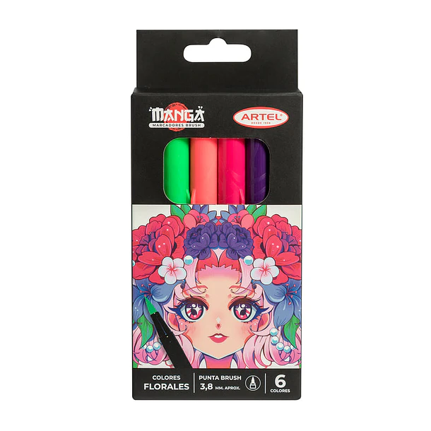 Est. Marcadores brush 6 colores florales 1