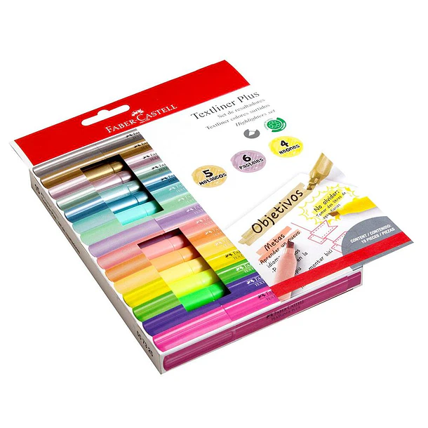 Destacador Faber-Castell Textliner Plus 15 Colores (5 Metal+6 Pastel+4 Neo) 2