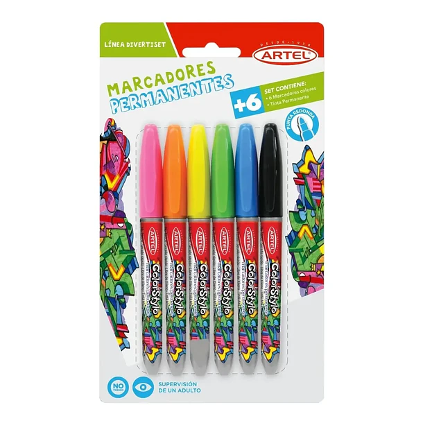 Marcadores Permanentes Artel Set 6 Colores 