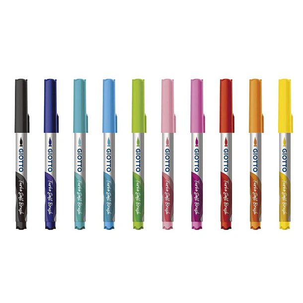 Marcador Permanente Giotto Brush Pen Punta Set Pincel 10 Colores 2