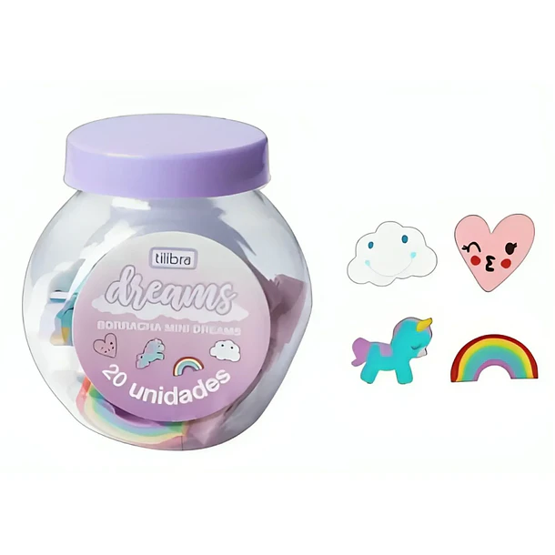Goma de Borrar Tilibra Mini Dreams Pote 20 unid 