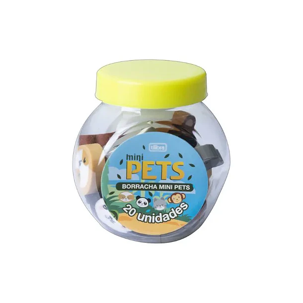 Goma de Borrar Tilibra Mini Pets Pote 20 unid 1