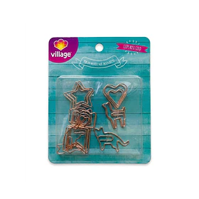 Clips Metalico Village Rose Gold Figuras Set 12 unid
