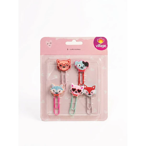 Clips Metalicos Village Figuras Animales Set 5 unid 