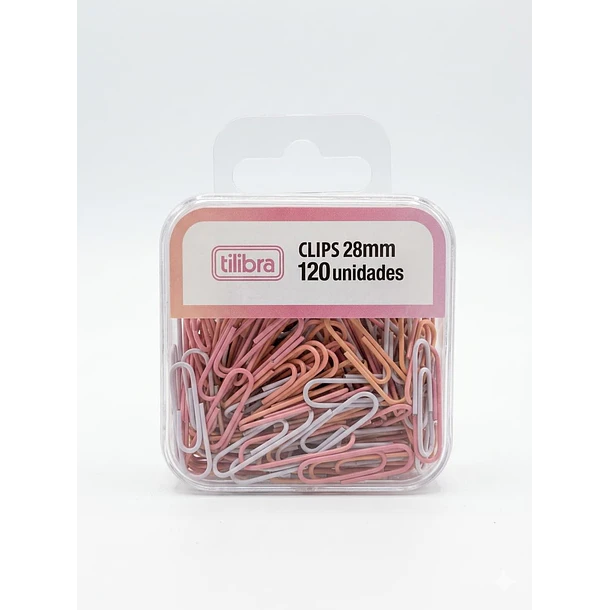 Clips Plásticos 28mm Tilibra Rosa Pastel 120 unid 