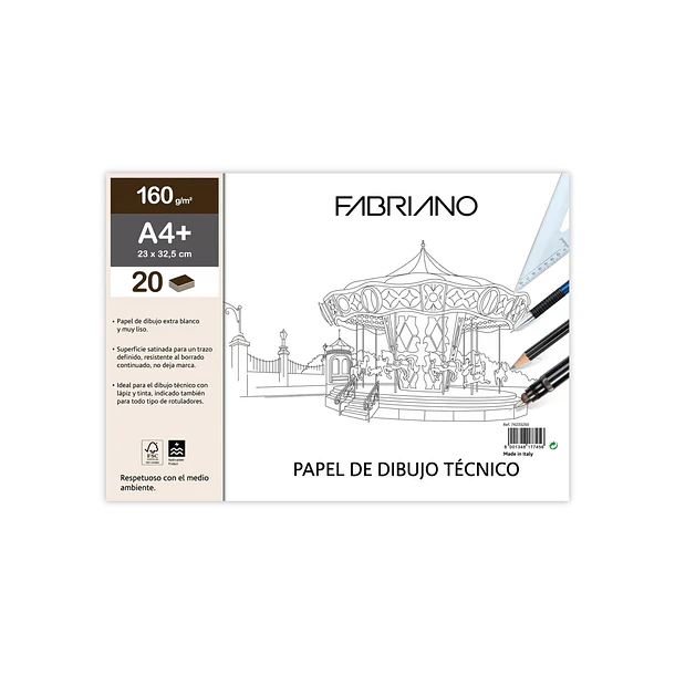 Papel para Dibujo Fabriano Scuola A4 160gms. Sobre 10Hjs. 1