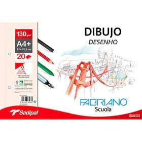 Papel para Dibujo Fabriano Scuola A4 130gms. Sobre 10Hjs.