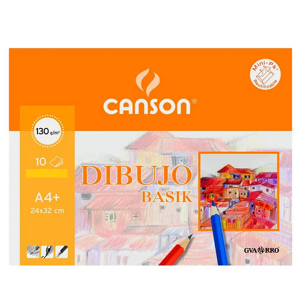 Papel Dibujo Canson Basik 130g/m² sobre 10hjs Blanco Natural 