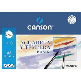 Papel Acuarela y Tempera Canson Basik 370g/m² sobre 6hjs