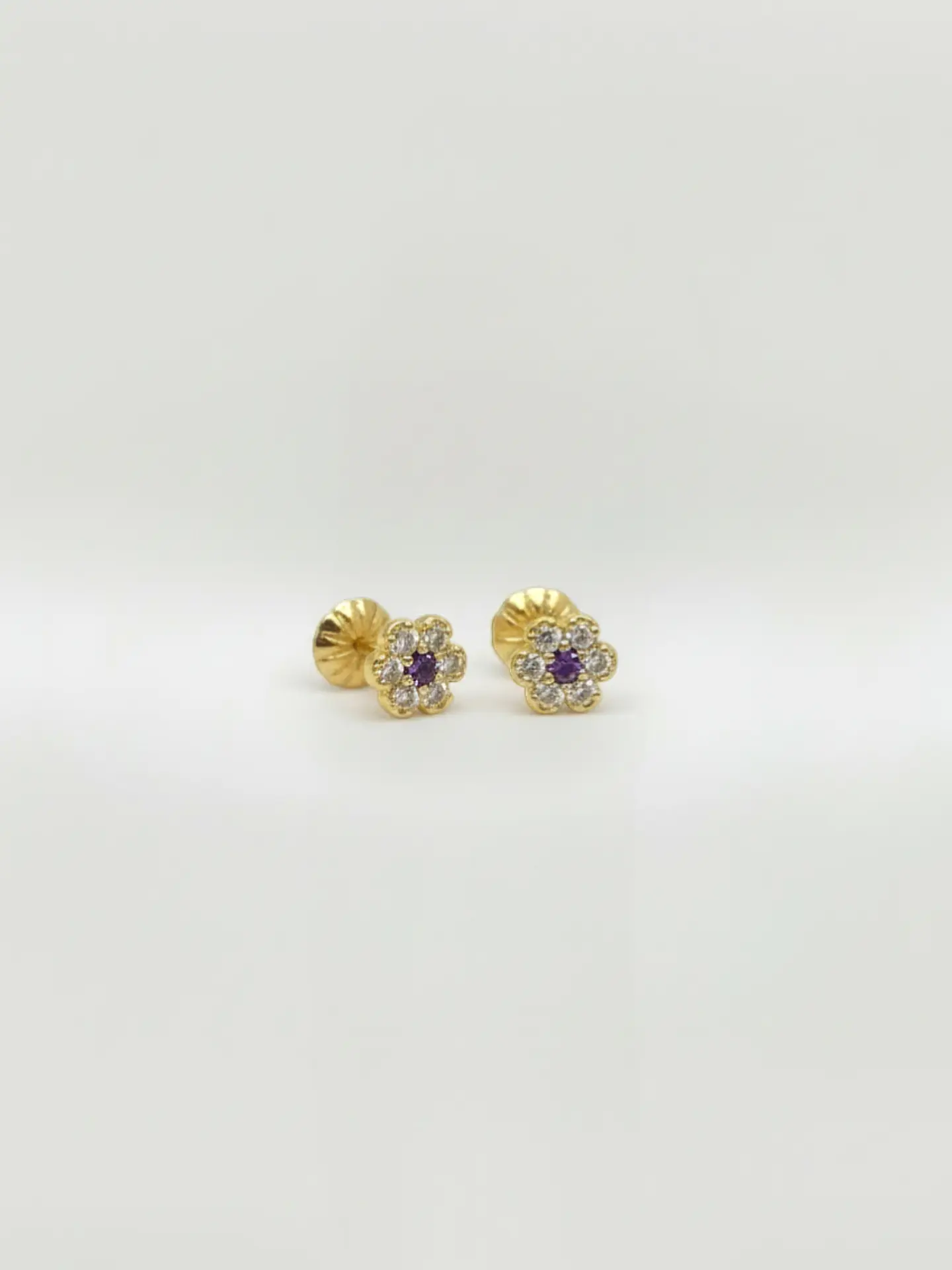 Aros Roseta Amatista Imperial Oro 18k 4