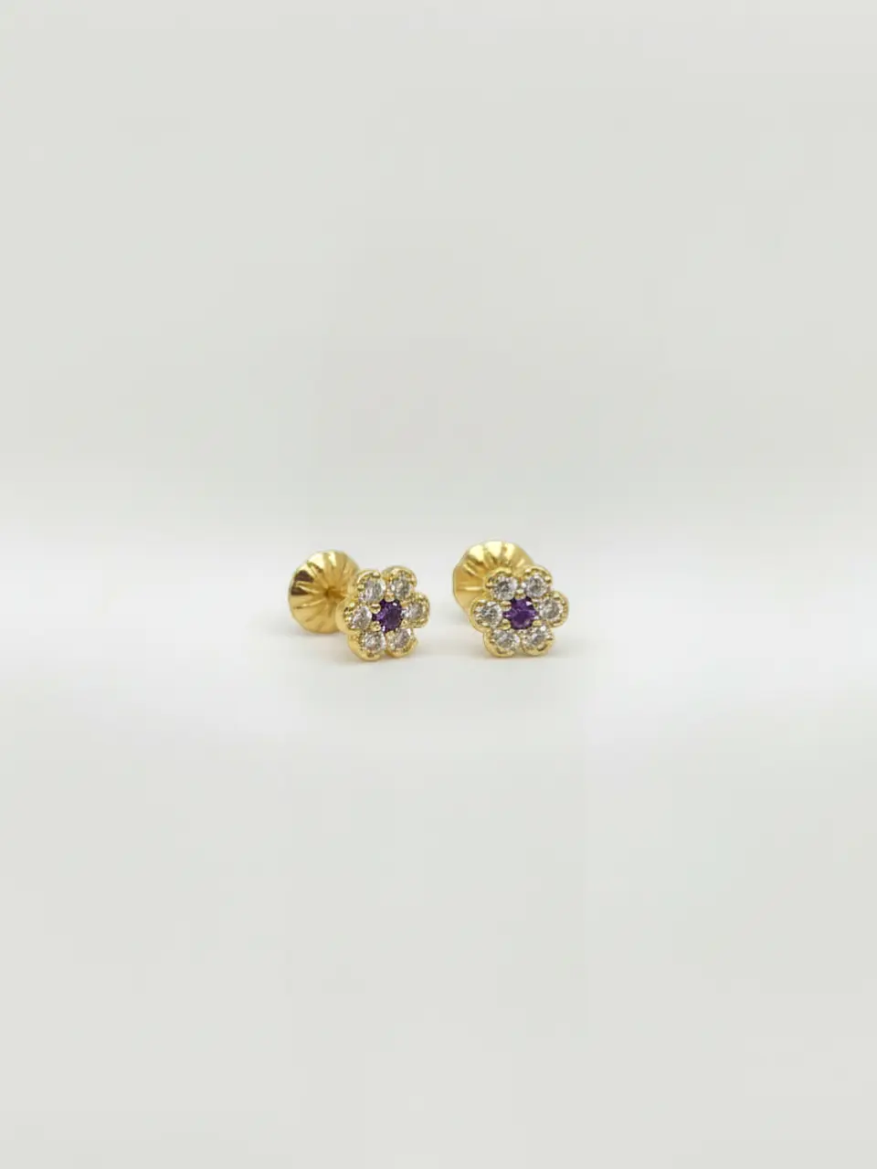 Aros Roseta Amatista Imperial Oro 18k 4