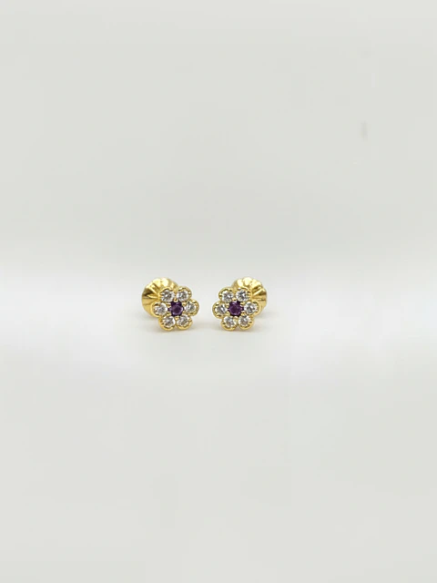 Aros Roseta Amatista Imperial Oro 18k