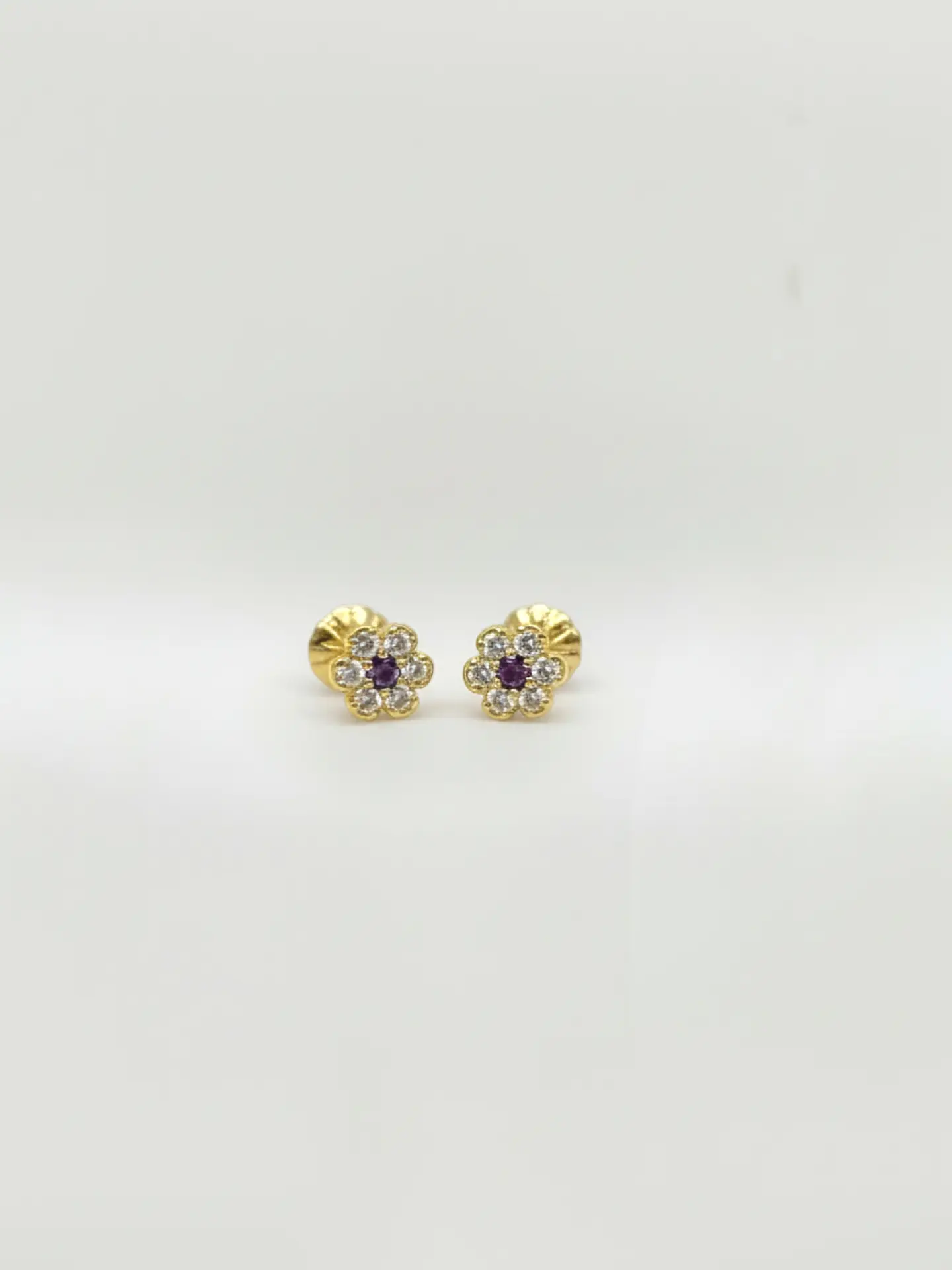 Aros Roseta Amatista Imperial Oro 18k 1