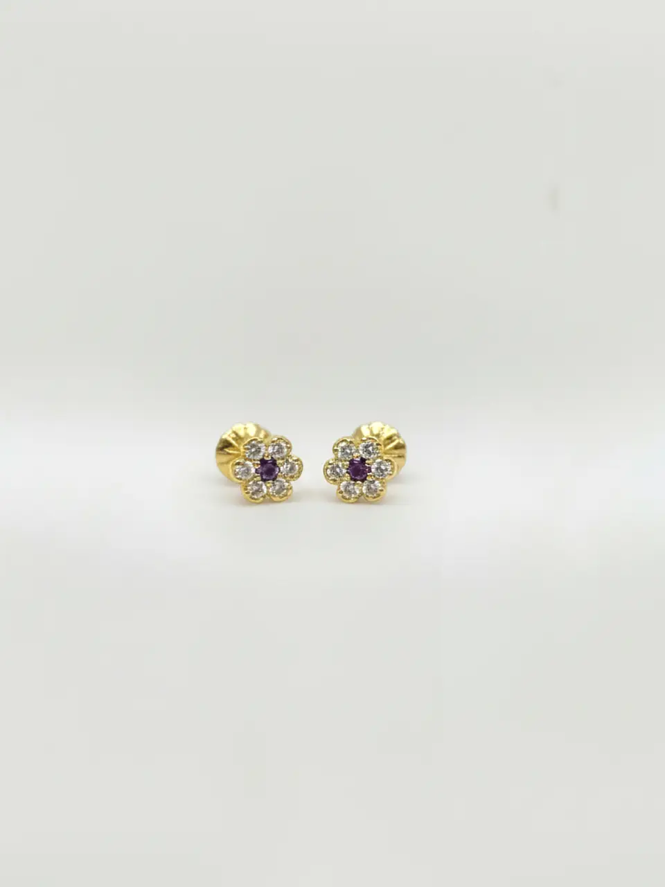 Aros Roseta Amatista Imperial Oro 18k 1