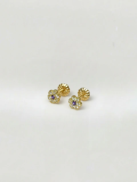 Aros Roseta Amatista Imperial Oro 18k