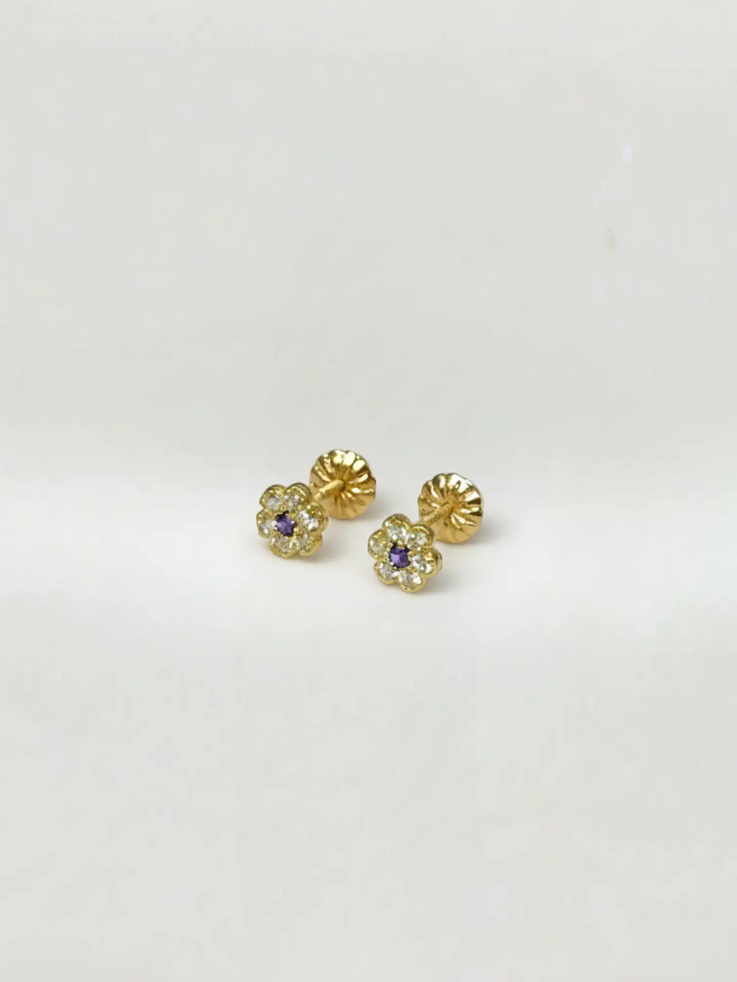 Aros Roseta Amatista Imperial Oro 18k 2