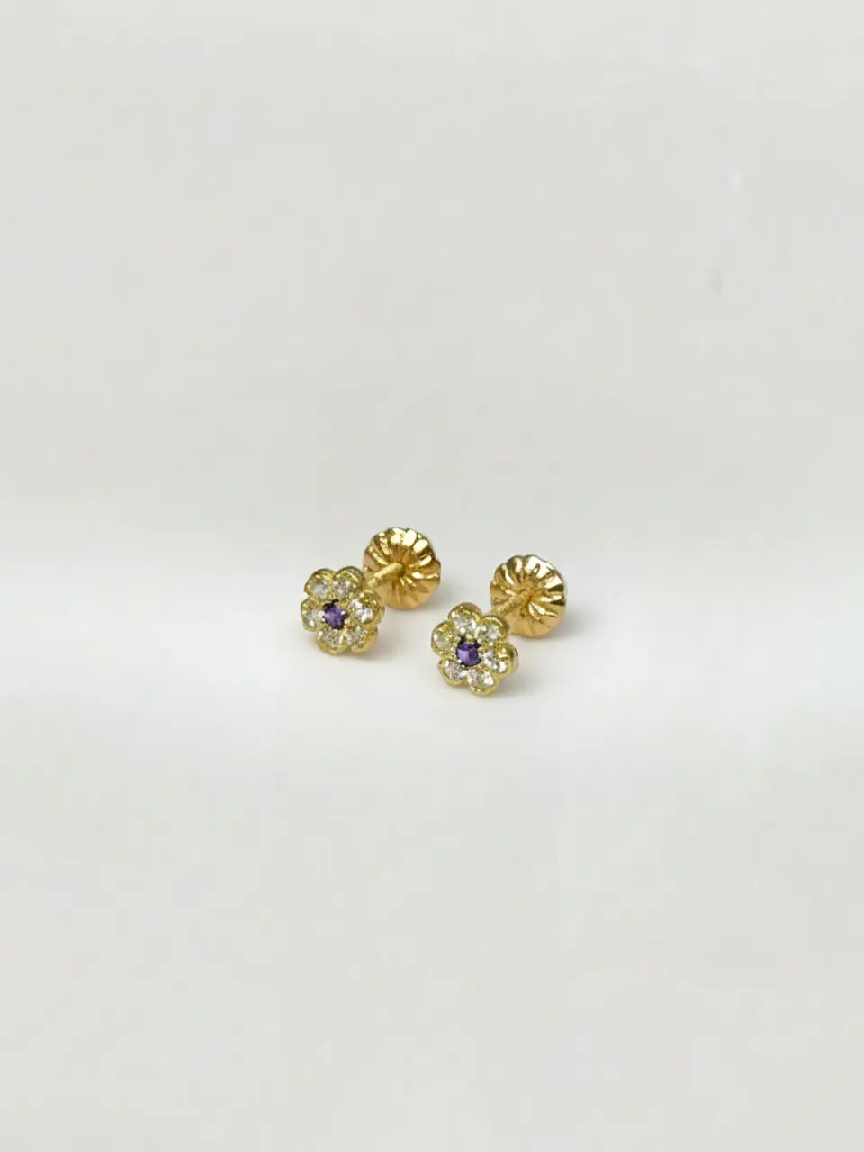 Aros Roseta Amatista Imperial Oro 18k 2