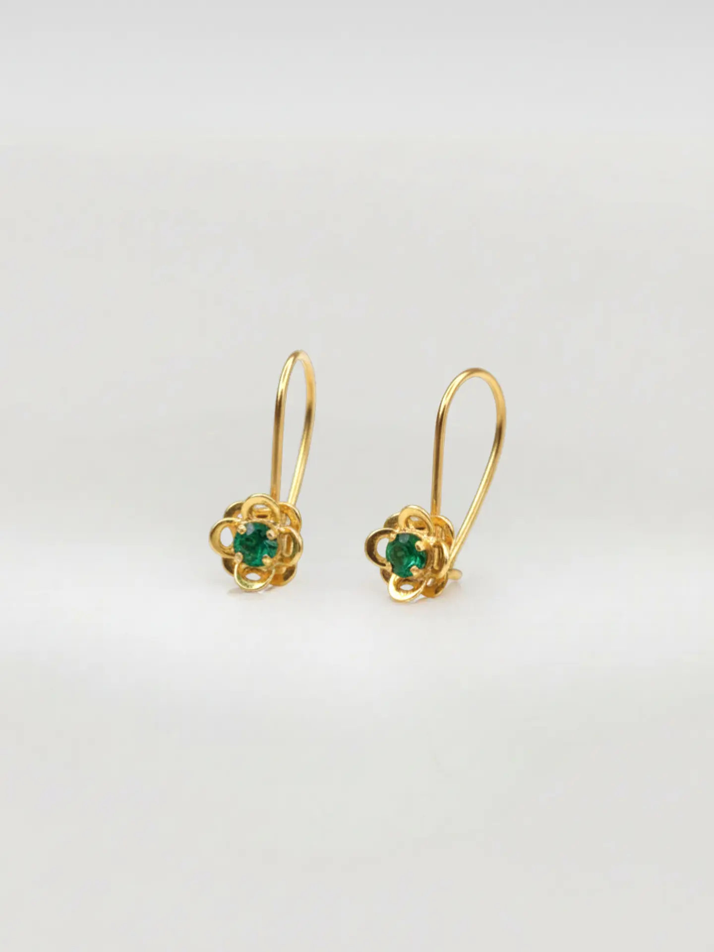 Aros Doble Flor Jardín de Esmeralda Oro 18k 4