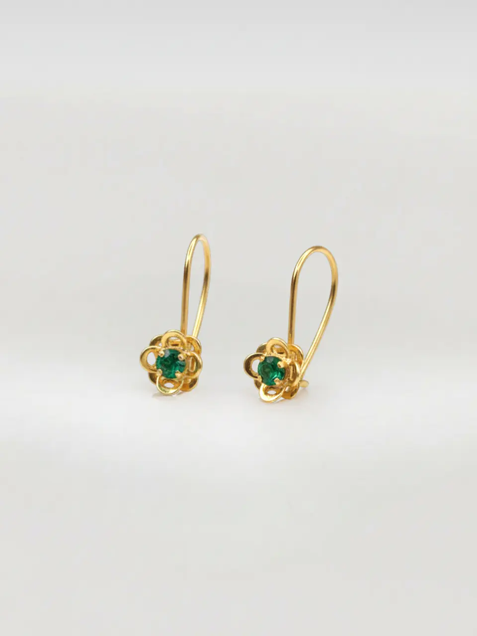 Aros Doble Flor Jardín de Esmeralda Oro 18k 4