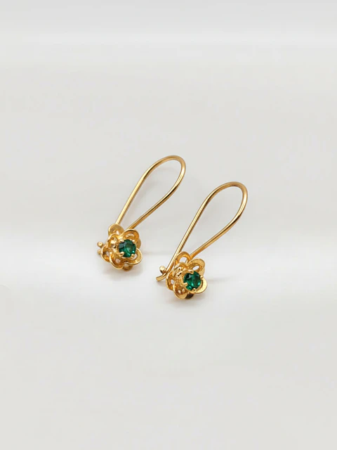 Aros Doble Flor Jardín de Esmeralda Oro 18k
