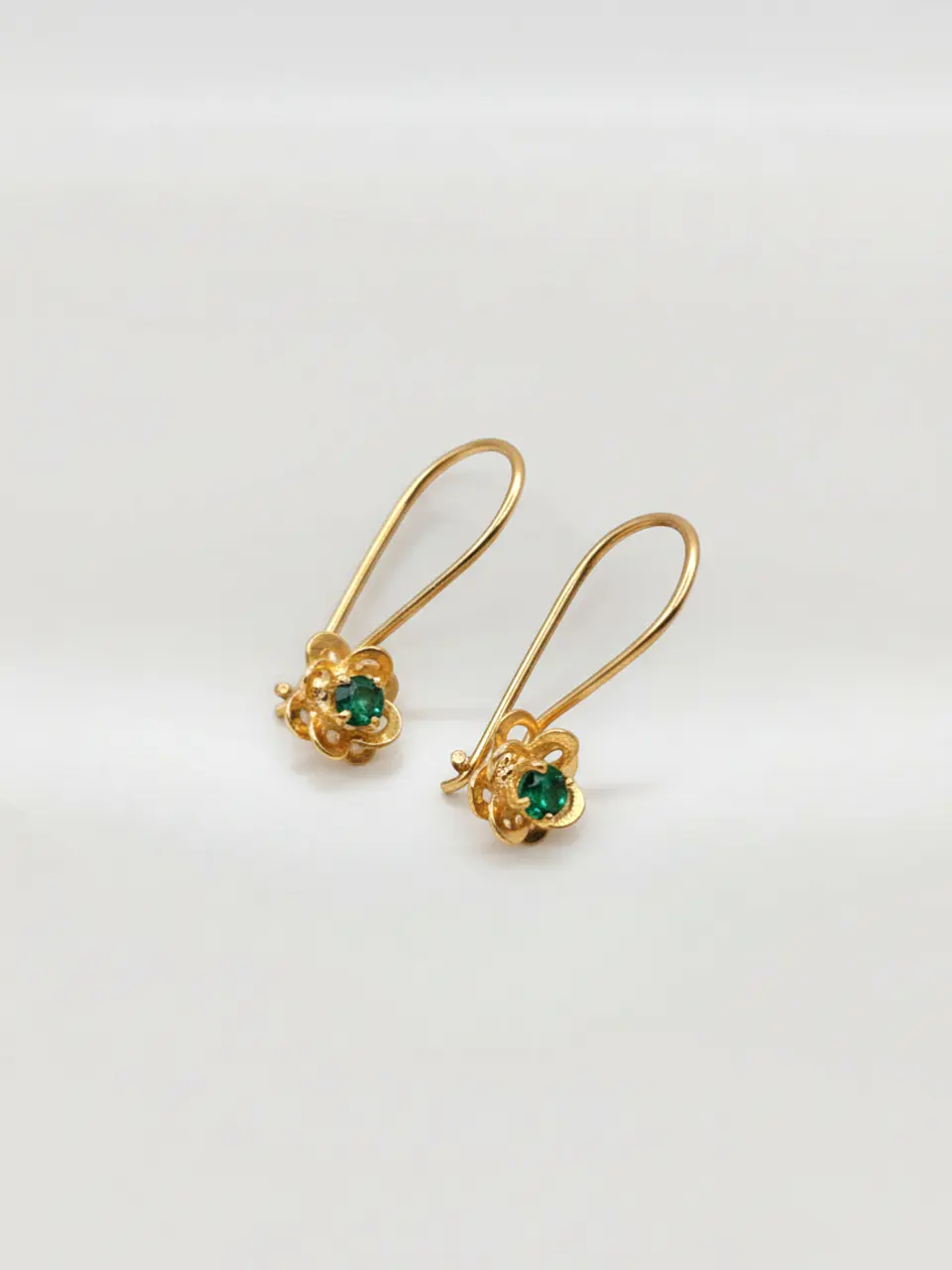 Aros Doble Flor Jardín de Esmeralda Oro 18k 2