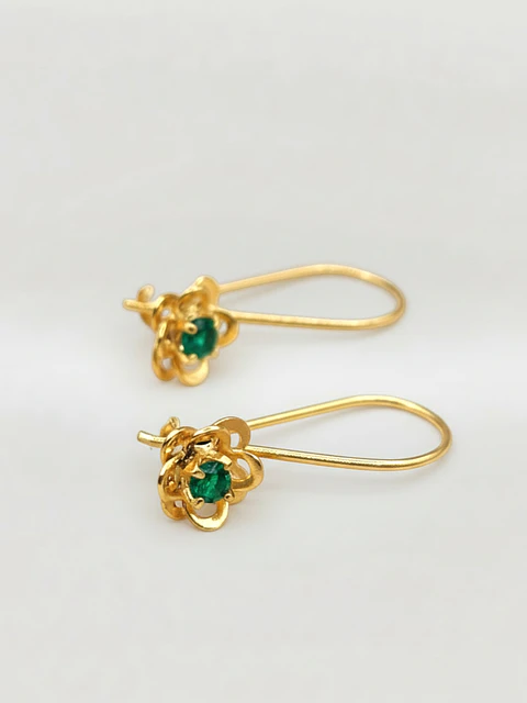 Aros Doble Flor Jardín de Esmeralda Oro 18k