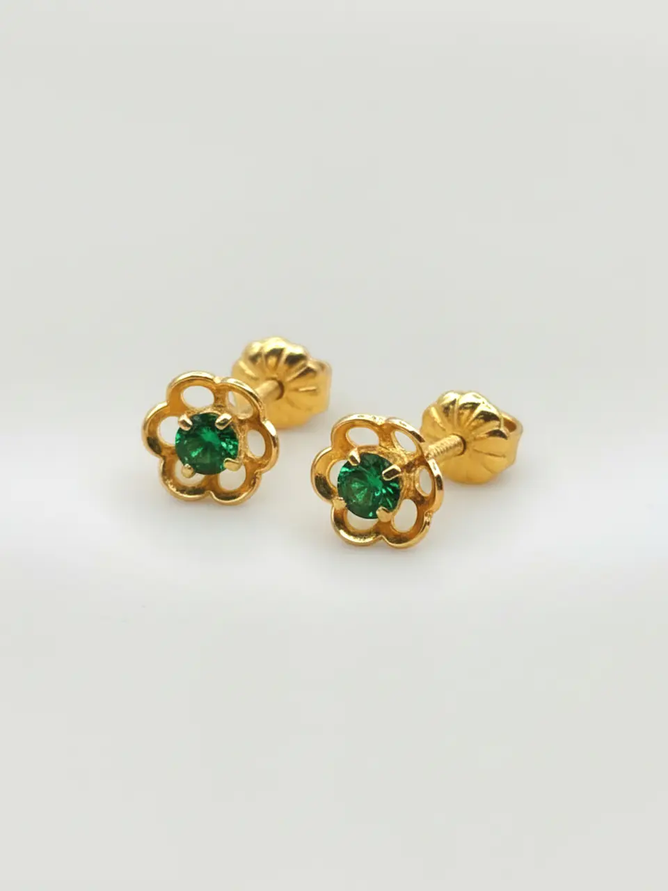 Aros Flor de Mayo de Esmeralda Oro 18k 2
