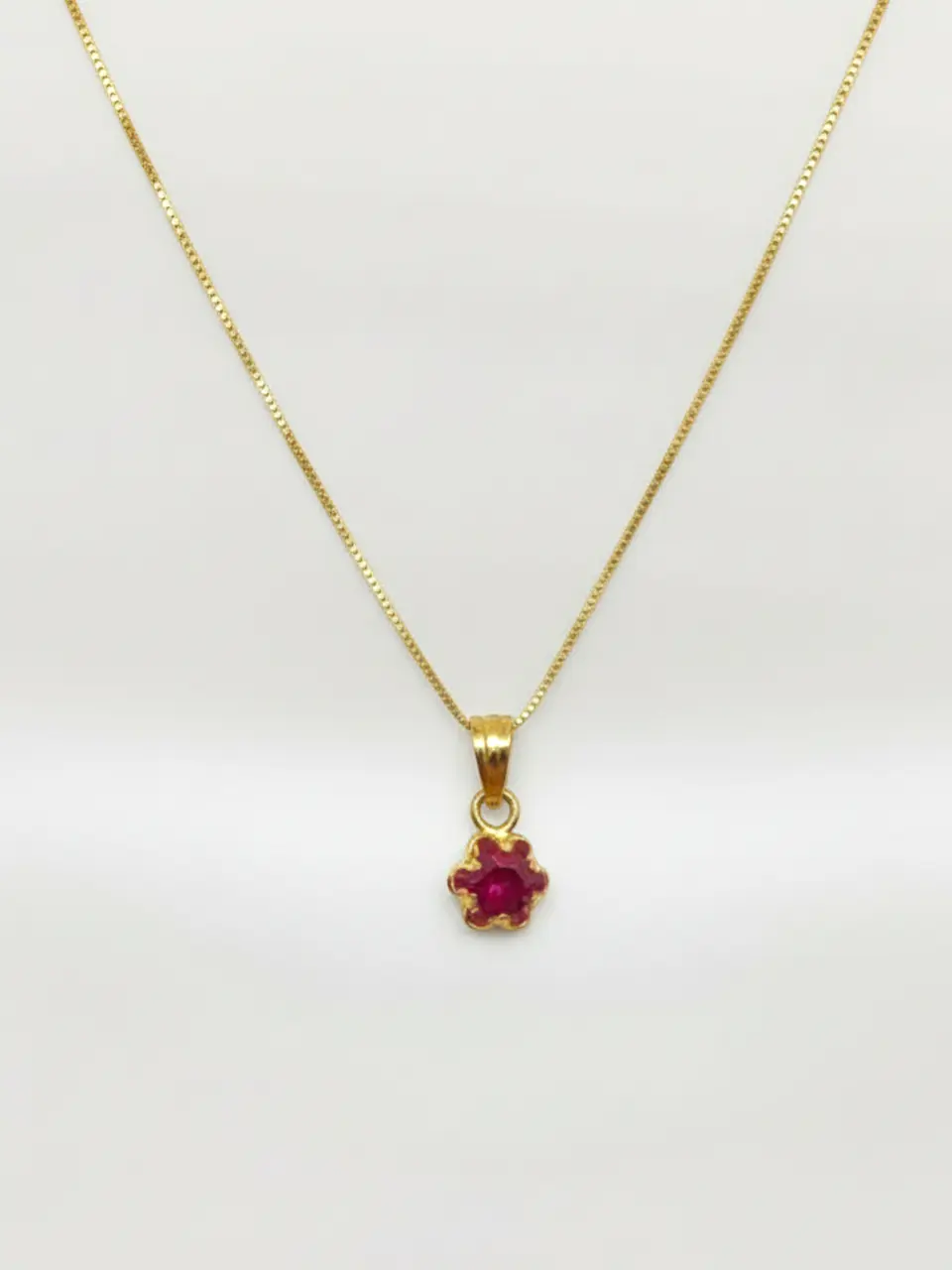 Cadena Veneciana Rubí Real Mediano Oro 18k 3