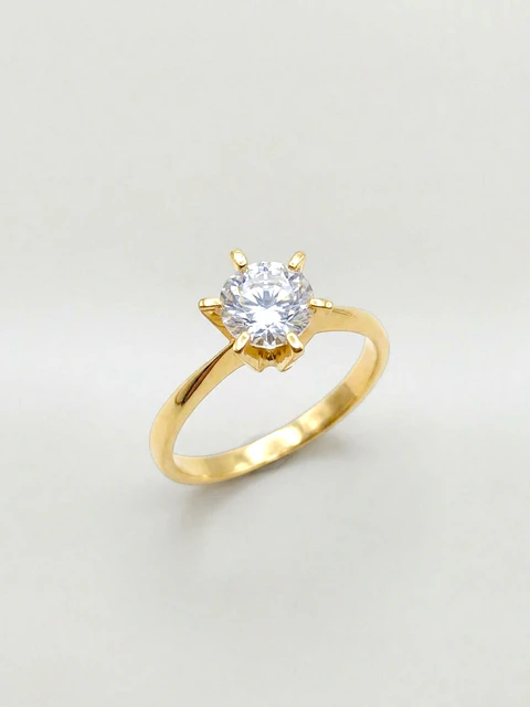 Anillo Solitario Majestuoso con Circón Oro 18k