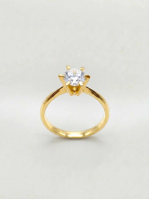 Anillo Solitario Majestuoso con Circón Oro 18k