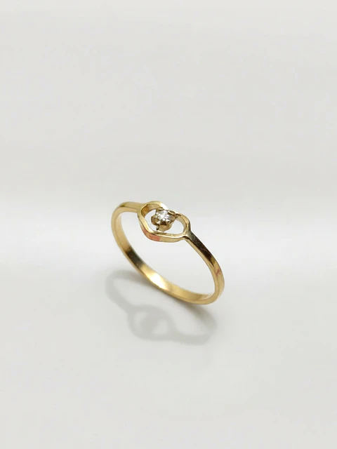 Anillo Corazón de Cristal Circón Oro 18k