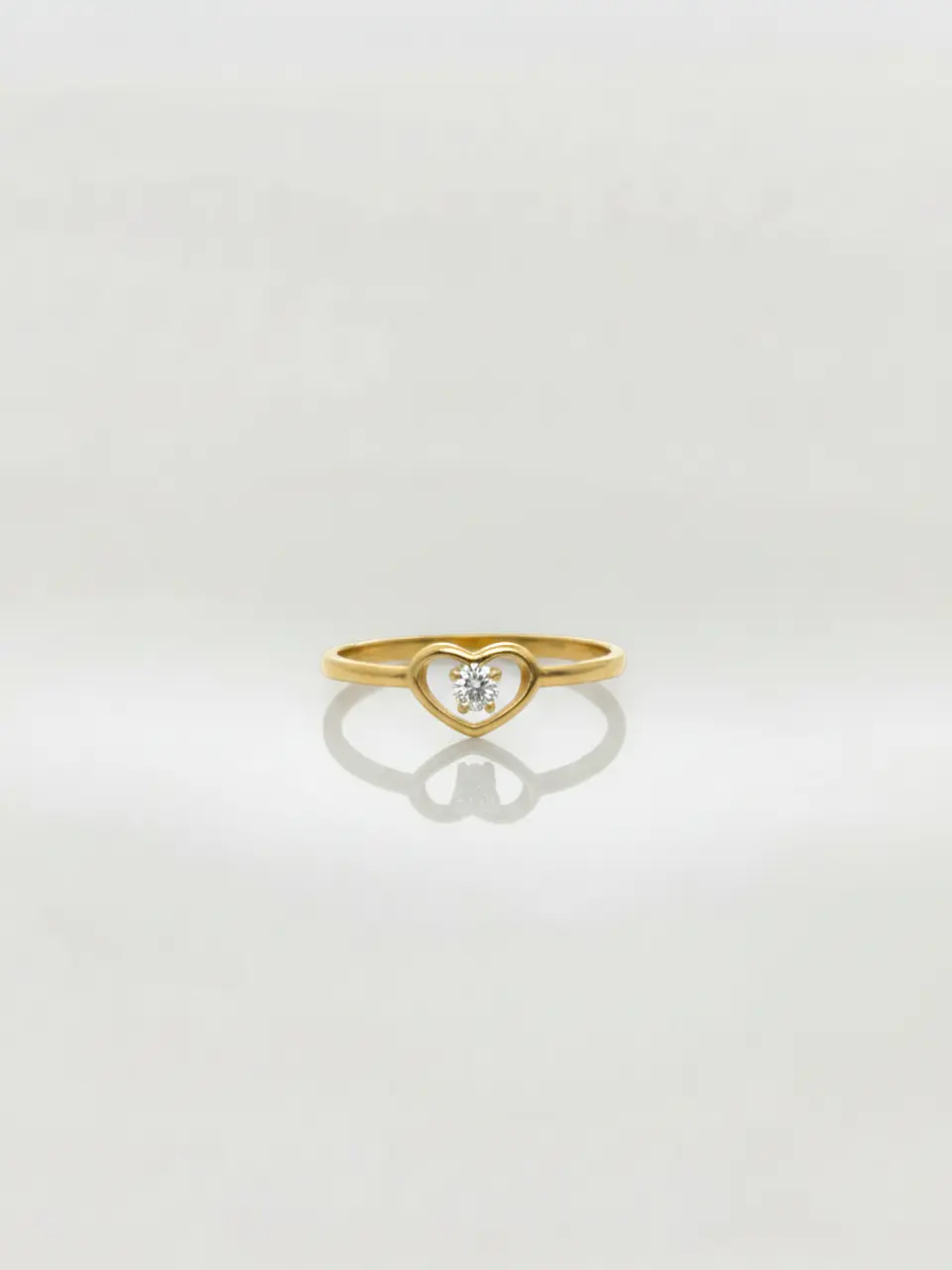 Anillo Corazón de Cristal Circón Oro 18k 3
