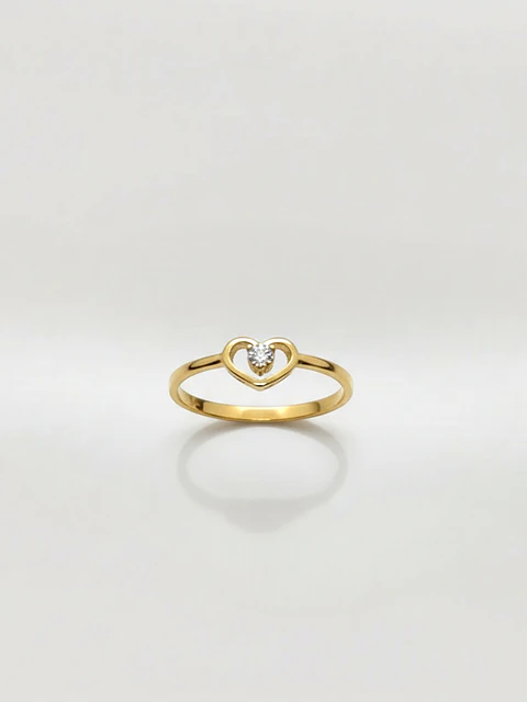 Anillo Corazón de Cristal Circón Oro 18k