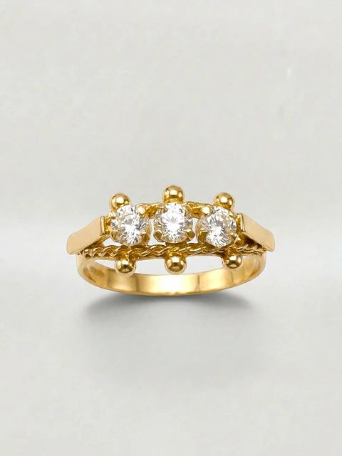Anillo Trilogía de Resplandor Circón Oro 18k