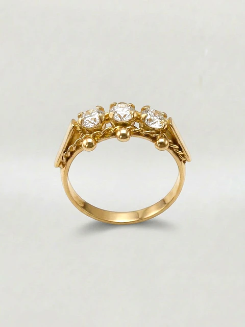Anillo Trilogía de Resplandor Circón Oro 18k