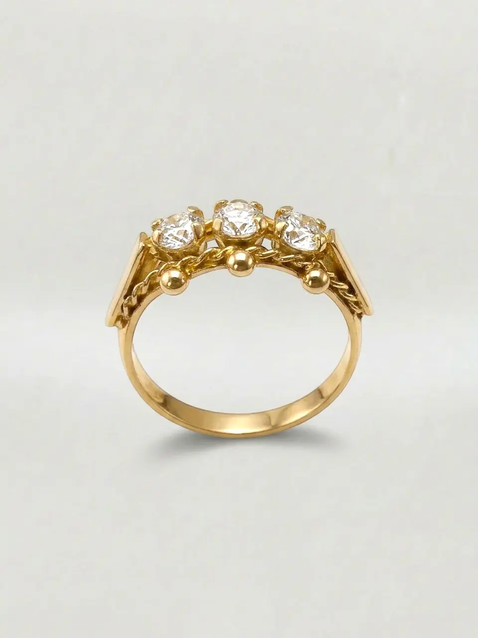 Anillo Trilogía de Resplandor Circón Oro 18k 2