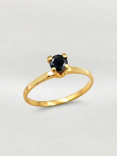 Anillo Solitario Misterio de Ónix Oro 18k