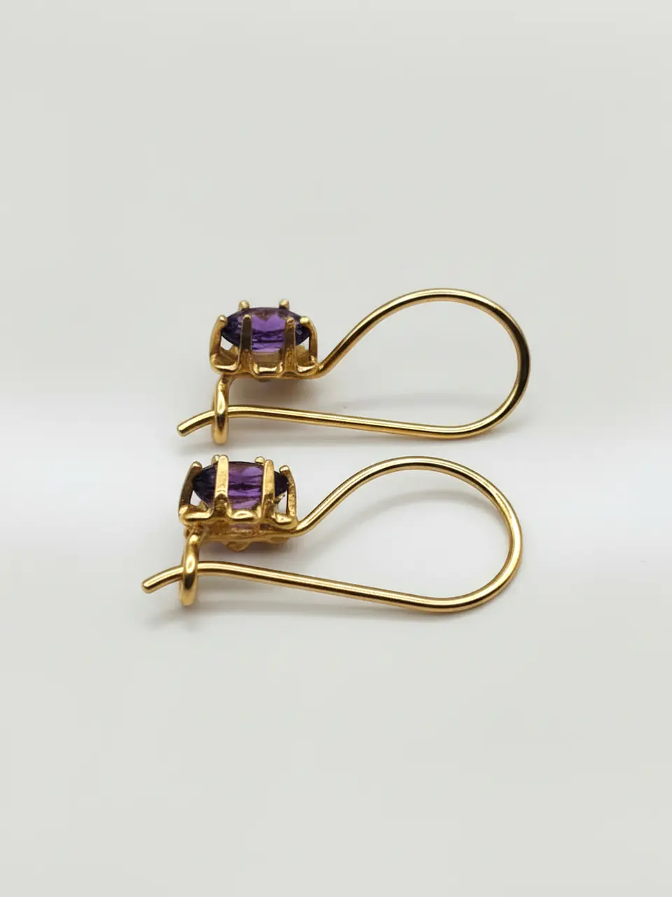 Aros Colgantes Amatista Italiana Oval Oro 18k 3