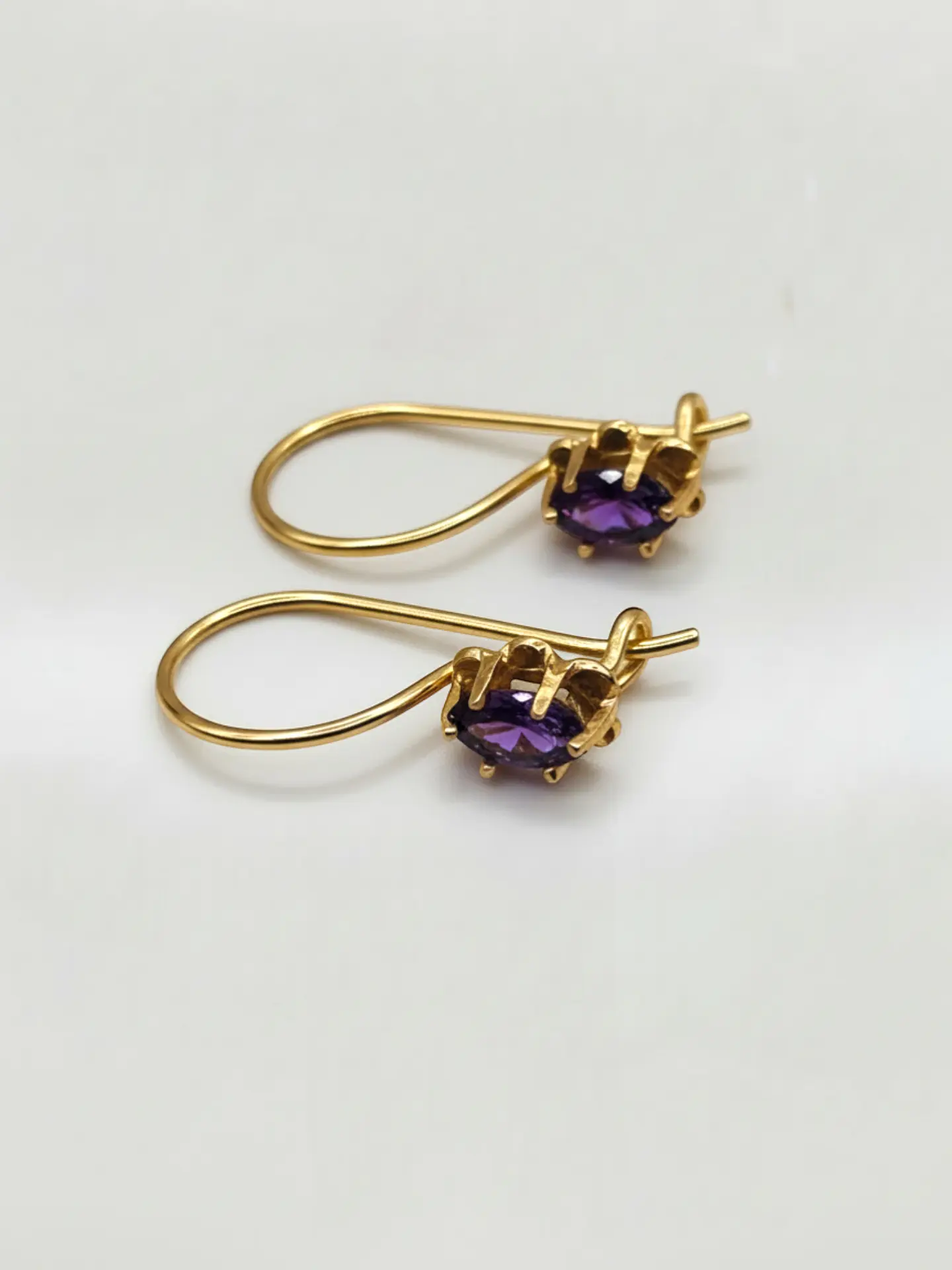 Aros Colgantes Amatista Italiana Oval Oro 18k 1