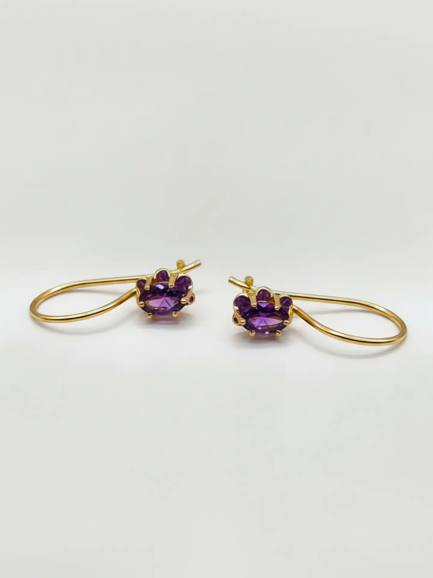 Aros Colgantes Amatista Italiana Oval Oro 18k 4