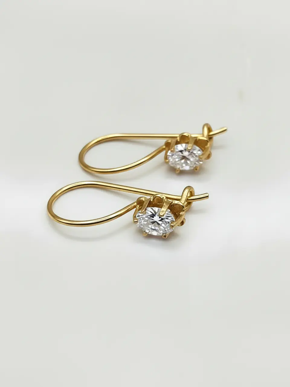 Aros Colgantes Gala Italiana Oval Circón Oro 18k 1