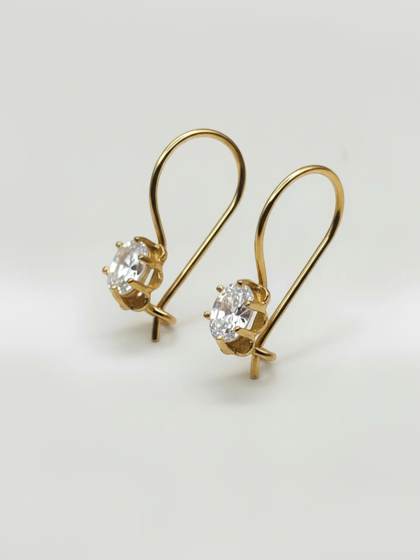 Aros Colgantes Gala Italiana Oval Circón Oro 18k 2