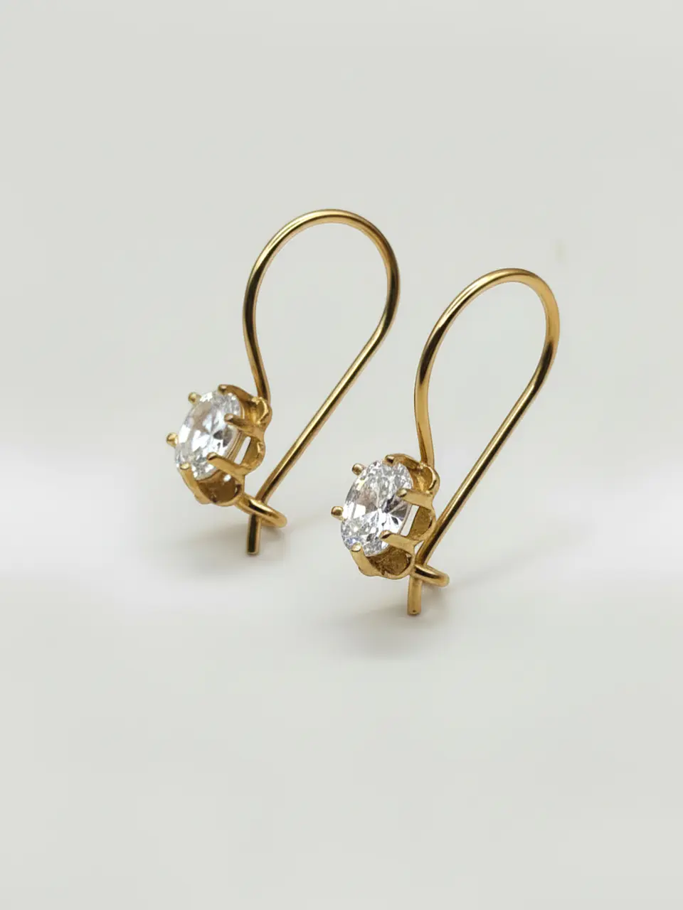 Aros Colgantes Gala Italiana Oval Circón Oro 18k 2