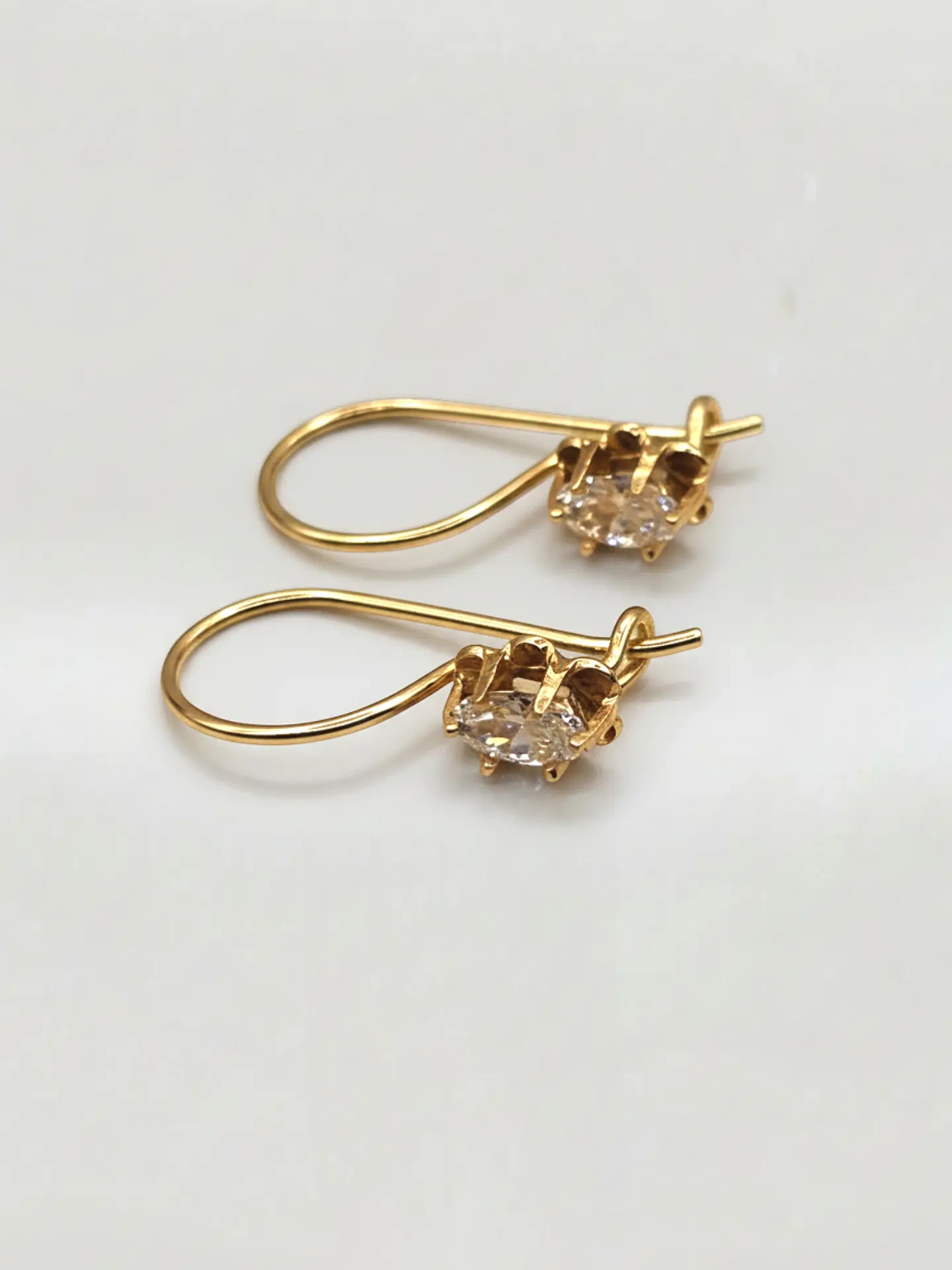 Aros Colgantes Gala Italiana Oval Circón Oro 18k 3