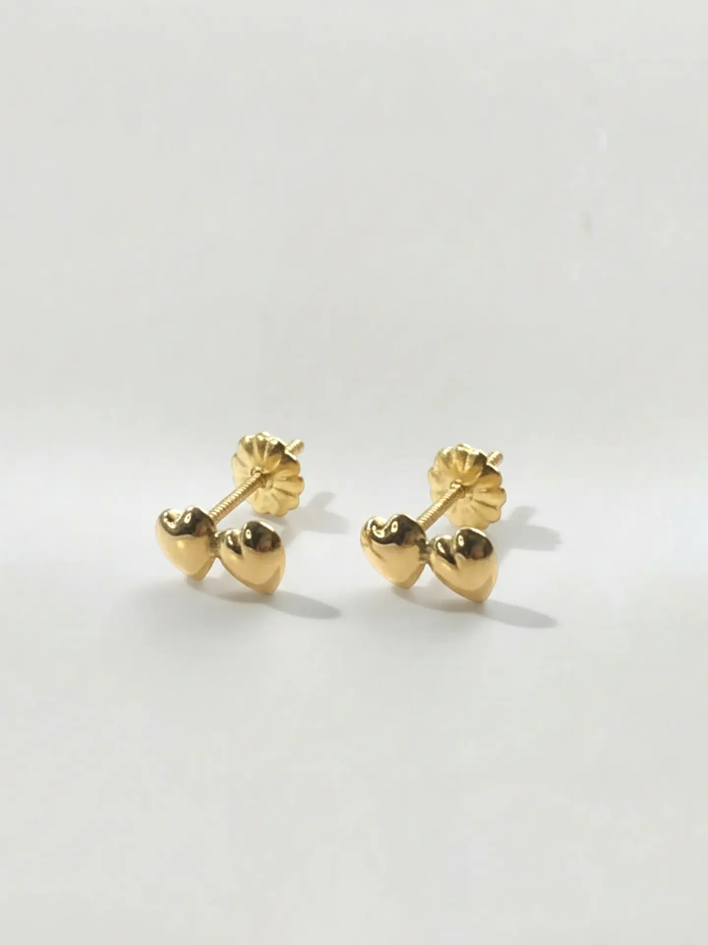 Aros Doble Corazón Unión Delicada Oro 18k 2