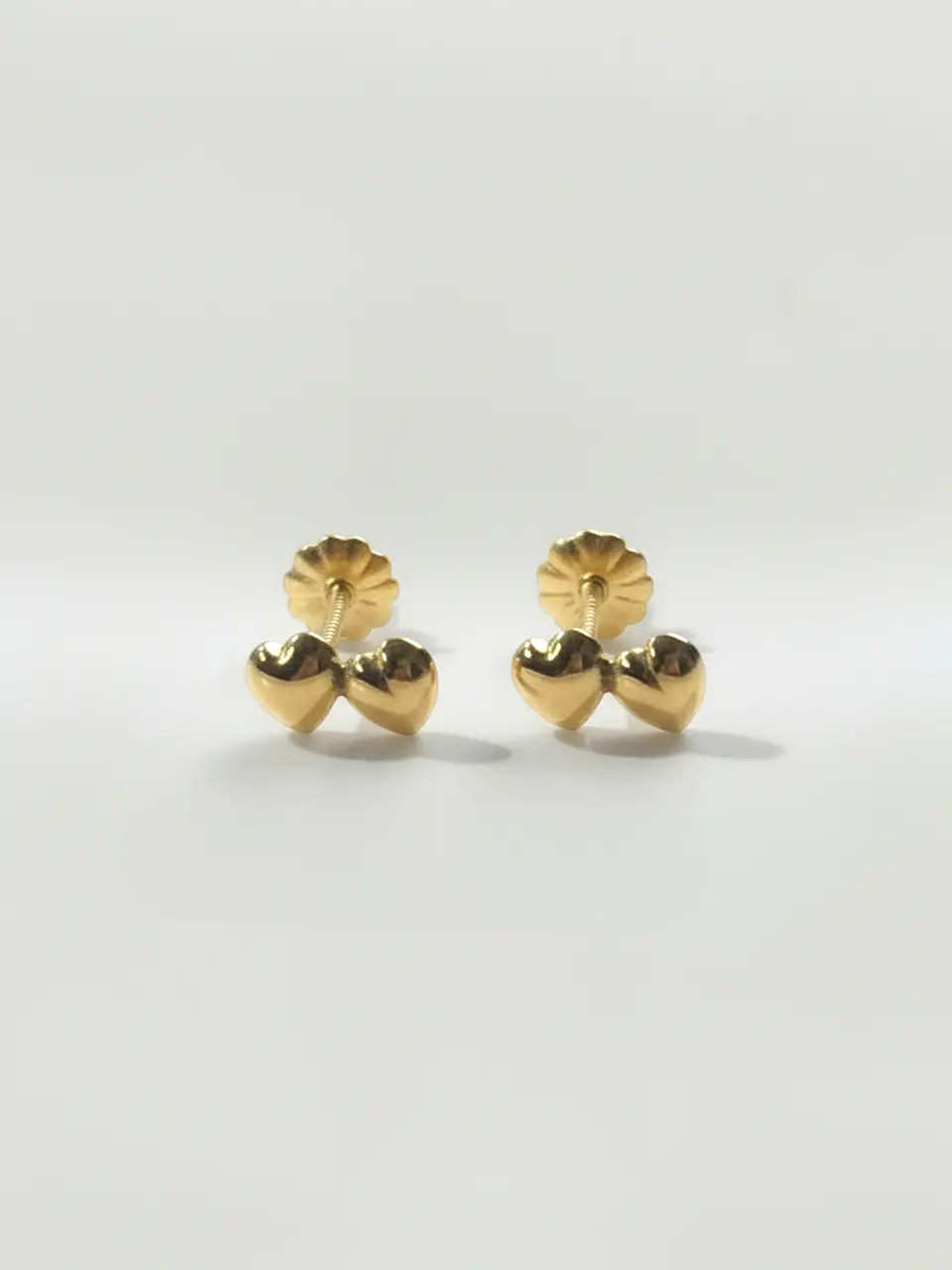 Aros Doble Corazón Unión Delicada Oro 18k 1