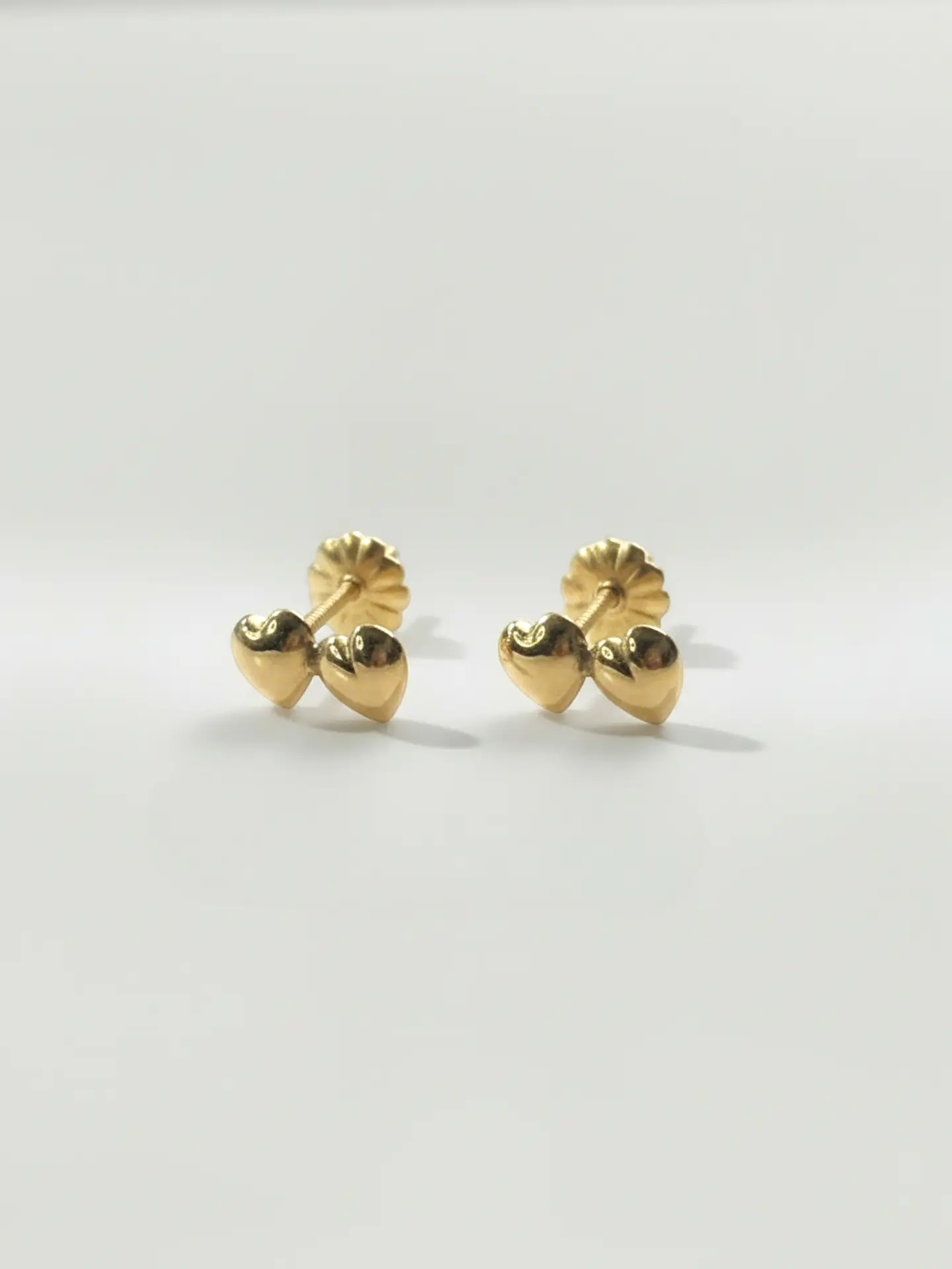 Aros Doble Corazón Unión Delicada Oro 18k 3