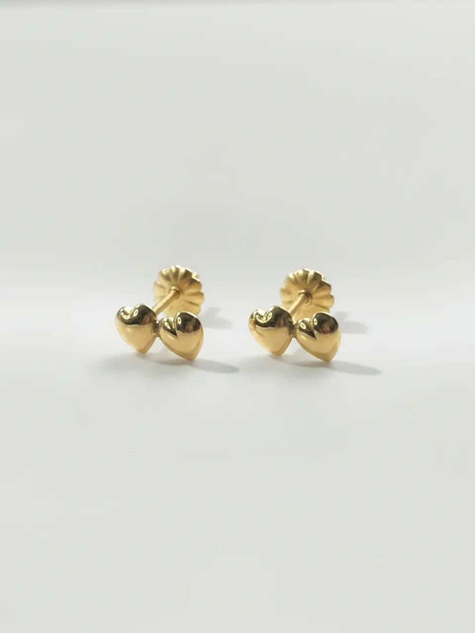 Aros Doble Corazón Unión Delicada Oro 18k 3