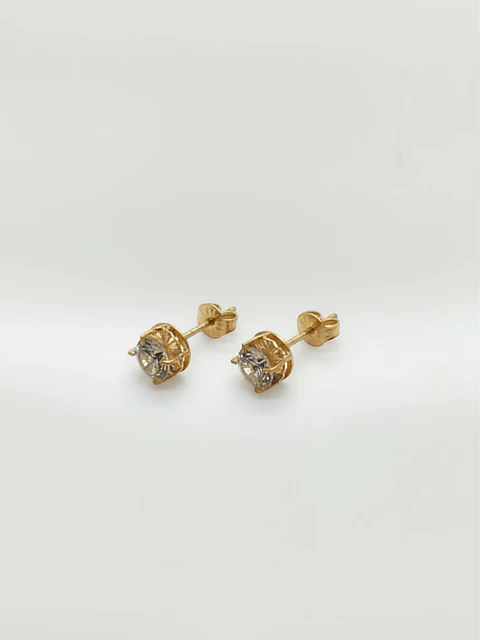 Aros Chatón Brillo de Circón Oro 18k
