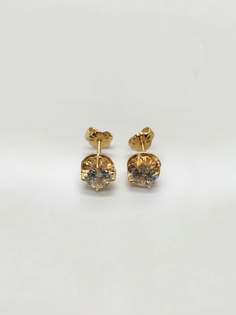 Aros Chatón Brillo de Circón Oro 18k